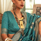 Classic Handloom Silk Turquoise Weaving Saree
