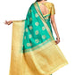 Contemporary Kanjivaram Silk Turquoise Zari Saree