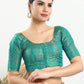 Designer Blouse Jacquard Turquoise Print Blouse