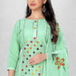 Churidar Suit Cotton Turquoise Hand Work Salwar Kameez