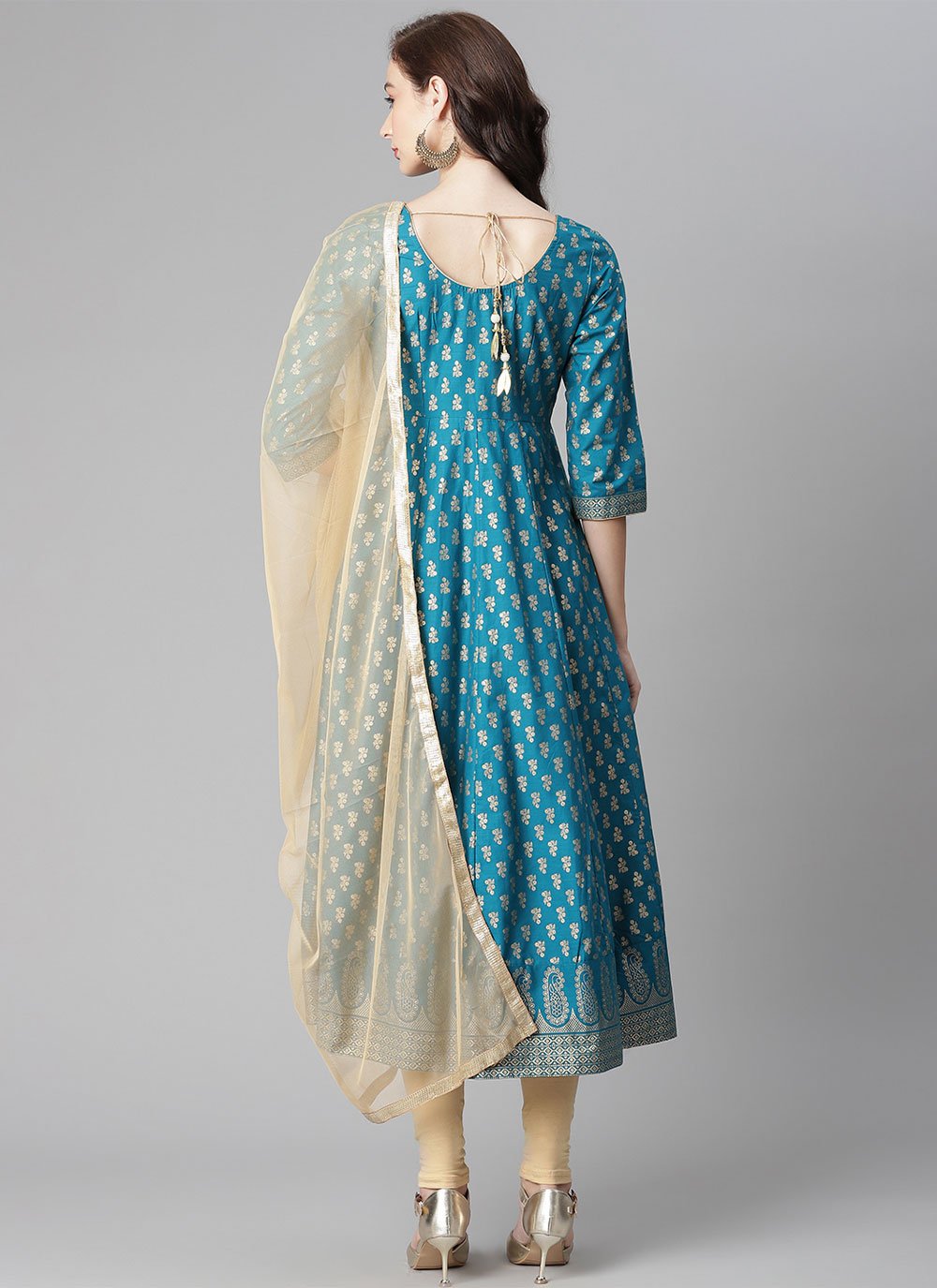 Salwar Suit Cotton Turquoise Print Salwar Kameez