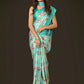 Classic Satin Turquoise Digital Print Saree