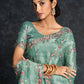 Contemporary Organza Turquoise Embroidered Saree