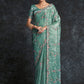 Contemporary Organza Turquoise Embroidered Saree