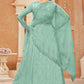 Floor Lenght Salwar Suit Net Turquoise Embroidered Salwar Kameez