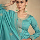 Salwar Suit Silk Turquoise Embroidered Salwar Kameez