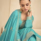 Salwar Suit Silk Turquoise Embroidered Salwar Kameez