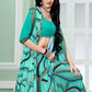 Classic Faux Georgette Turquoise Patch Border Saree