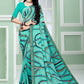 Classic Faux Georgette Turquoise Patch Border Saree