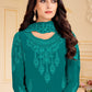 Pakistani Salwar Suit Faux Georgette Turquoise Embroidered Salwar Kameez