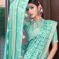 Designer Banarasi Silk Turquoise Digital Print Saree