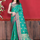 Classic Katan Silk Turquoise Patch Border Saree