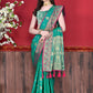 Classic Katan Silk Turquoise Patch Border Saree