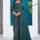 Contemporary Silk Turquoise Patch Border Saree