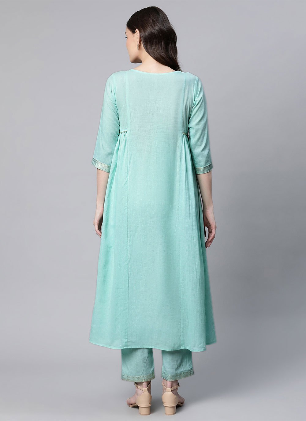 Casual Kurti Cotton Turquoise Foil Print Kurtis