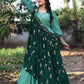 Gown Georgette Turquoise Embroidered Gown