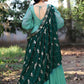 Gown Georgette Turquoise Embroidered Gown