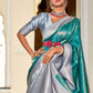 Contemporary Banarasi Silk Turquoise Jacquard Work Saree