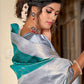 Contemporary Banarasi Silk Turquoise Jacquard Work Saree