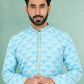 Kurta Pyjama Jacquard Silk Turquoise Jacquard Work Mens