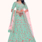 Lehenga Choli Net Turquoise Dori Work Lehenga Choli