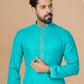 Kurta Pyjama Cotton Turquoise Plain Mens