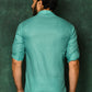 Short Kurta Cotton Turquoise Plain Mens