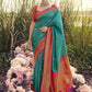 Classic Kanjivaram Silk Turquoise Jacquard Work Saree