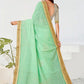Trendy Saree Georgette Net Turquoise Embroidered Saree