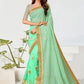 Trendy Saree Georgette Net Turquoise Embroidered Saree