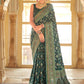 Classic Silk Turquoise Foil Print Saree