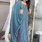 Trendy Saree Silk Turquoise Plain Saree