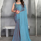 Trendy Saree Silk Turquoise Plain Saree