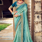 Bandhani Saree Silk Turquoise Digital Print Saree