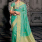 Classic Silk Tissue Turquoise Weaving Saree