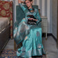 Contemporary Handloom Silk Turquoise Weaving Saree