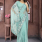 Contemporary Net Turquoise Embroidered Saree