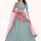 Lehenga Choli Net Turquoise Sequins Lehenga Choli