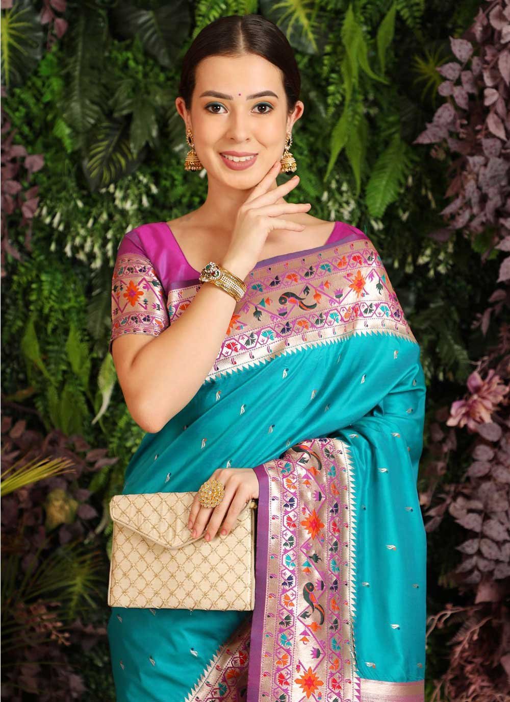 Trendy Saree Banarasi Silk Turquoise Woven Saree