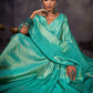 Contemporary Kanjivaram Silk Turquoise Woven Saree