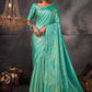 Contemporary Kanjivaram Silk Turquoise Woven Saree