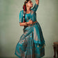 Designer Georgette Turquoise Weaving Saree