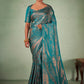 Designer Georgette Turquoise Weaving Saree