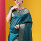 Classic Tussar Silk Blue Teal Woven Saree
