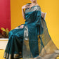 Classic Tussar Silk Blue Teal Woven Saree