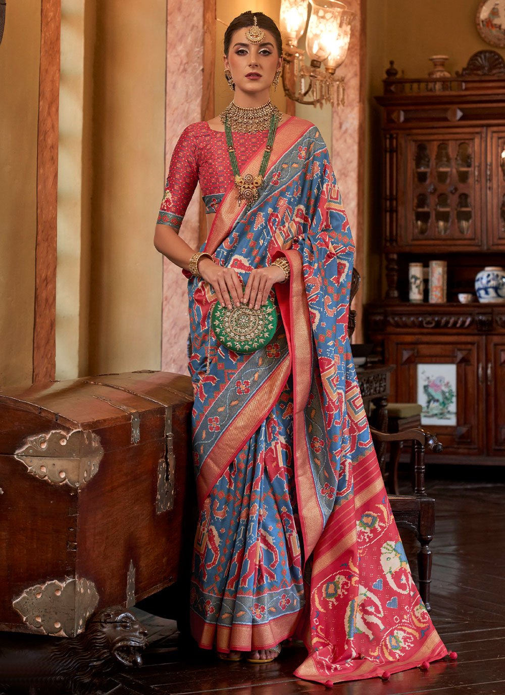 Trendy Saree Tussar Silk Blue Digital Print Saree