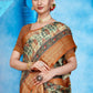 Classic Tussar Silk Cream Patch Border Saree