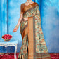 Classic Tussar Silk Cream Patch Border Saree