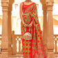 Contemporary Tussar Silk Green Red Weaving Saree