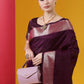 Contemporary Tussar Silk Wine Woven Saree